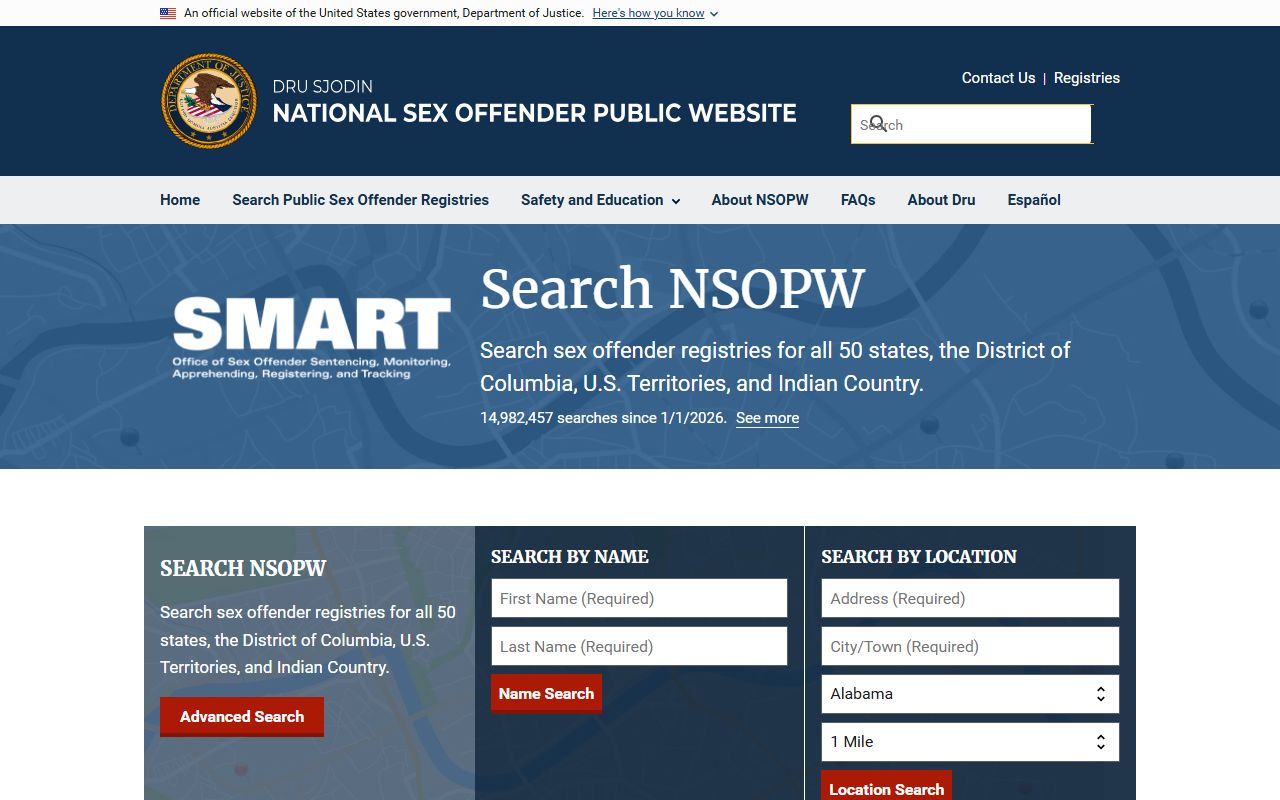 National Sex Offender Public Registry search page for Connecticut